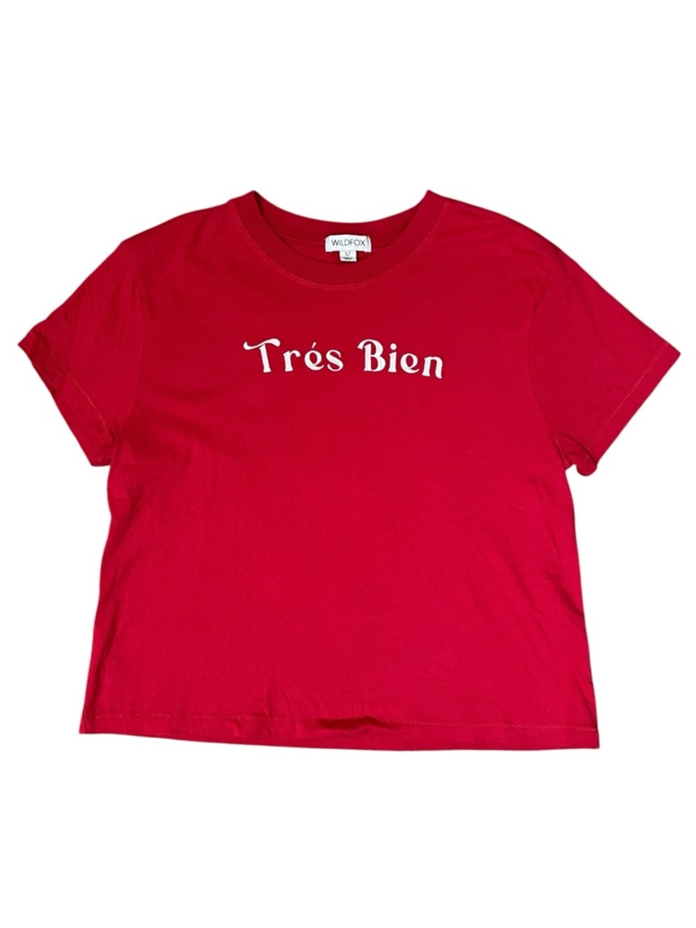 Wildfox Tres Bien Red Graphic Tee Shirt French Boho Casual Short Sleeve Medium